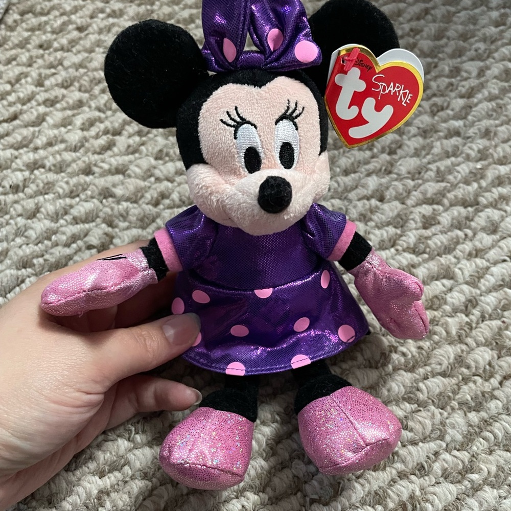 Ty Sparkle Minnie Mouse Plush - Purple and Pink